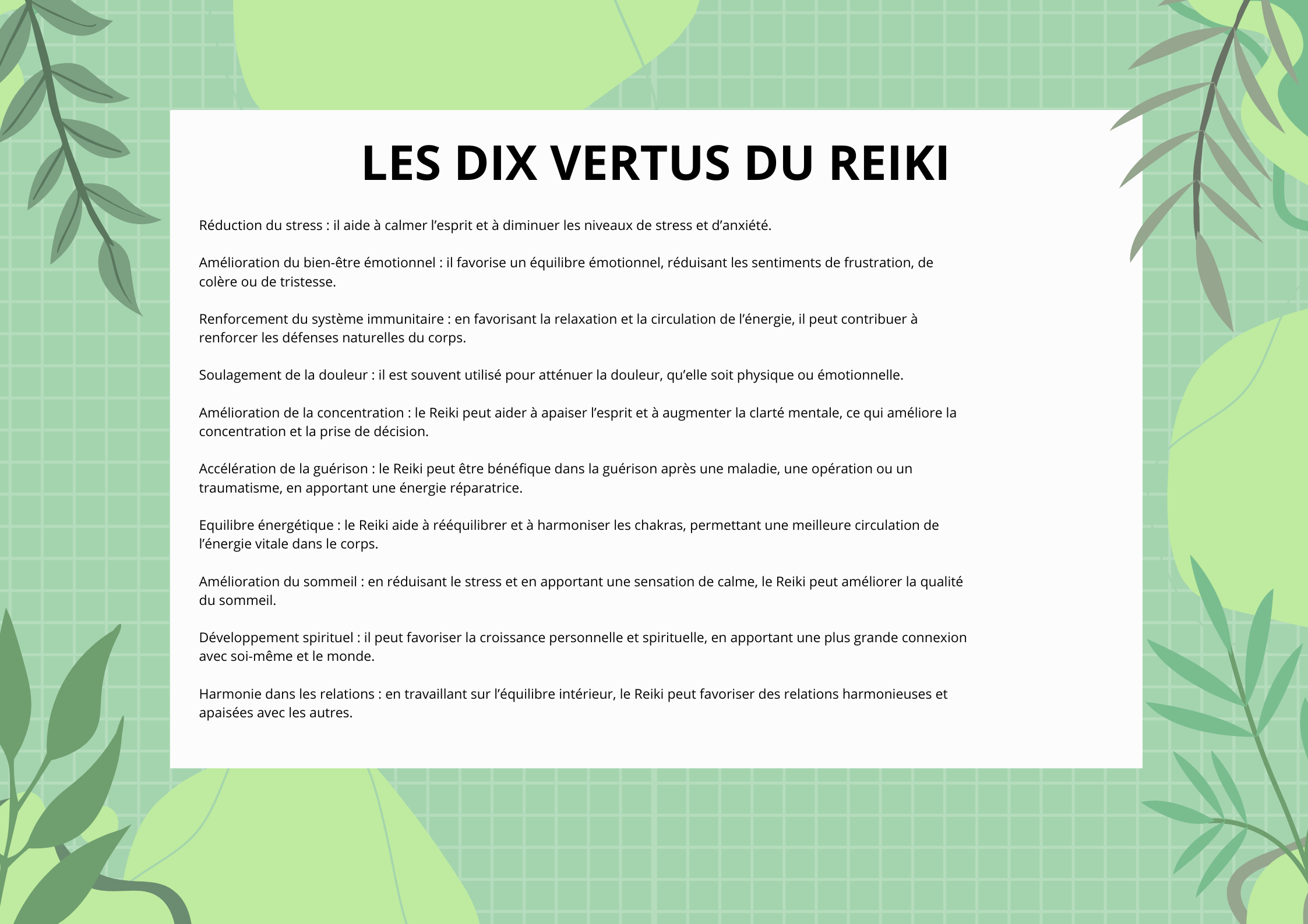 Les dix vertus du Reiki